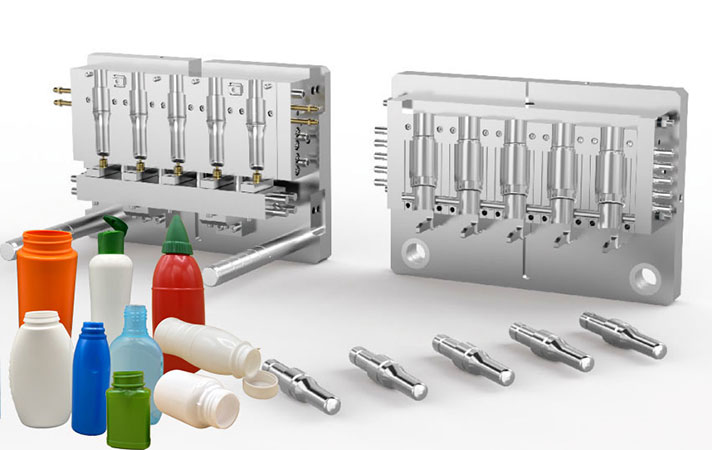 customized injection blow molds for bottles and caps – PP PE 16-cavity