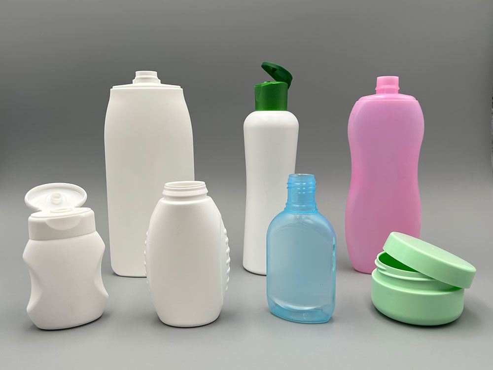 Cosmetic bottles and jars made by injection blow molding